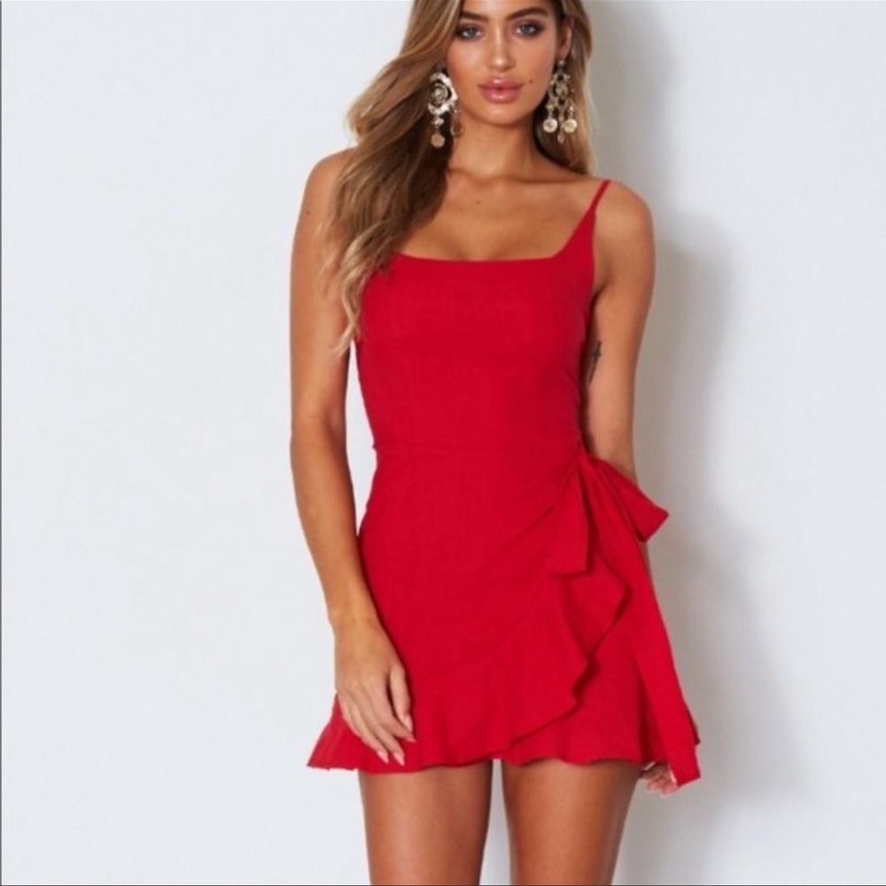White Fox Red Wrap Dress